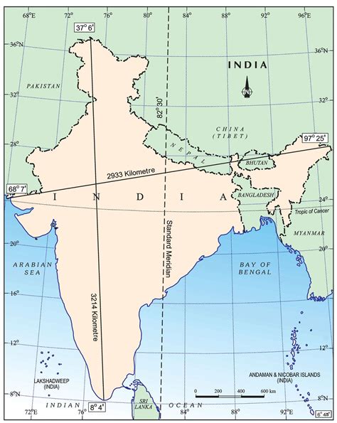How many total longitudes are there in India
